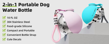 2-in-1 Stainless Steel Dog Travel Water Bottle