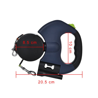 Retractable Dual Dog Leash with LED Light – Reflective & Tangle-Free