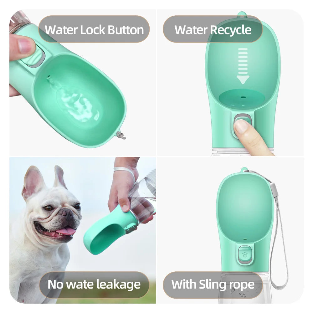 Portable Dog Water Bottle with Drinking Bowl – Leakproof
