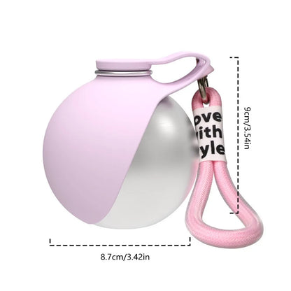 Stainless Steel Dog Water Bottle with Silicone Bowl – 285ml Leakproof