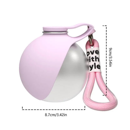 Stainless Steel Dog Water Bottle with Silicone Bowl – 285ml Leakproof