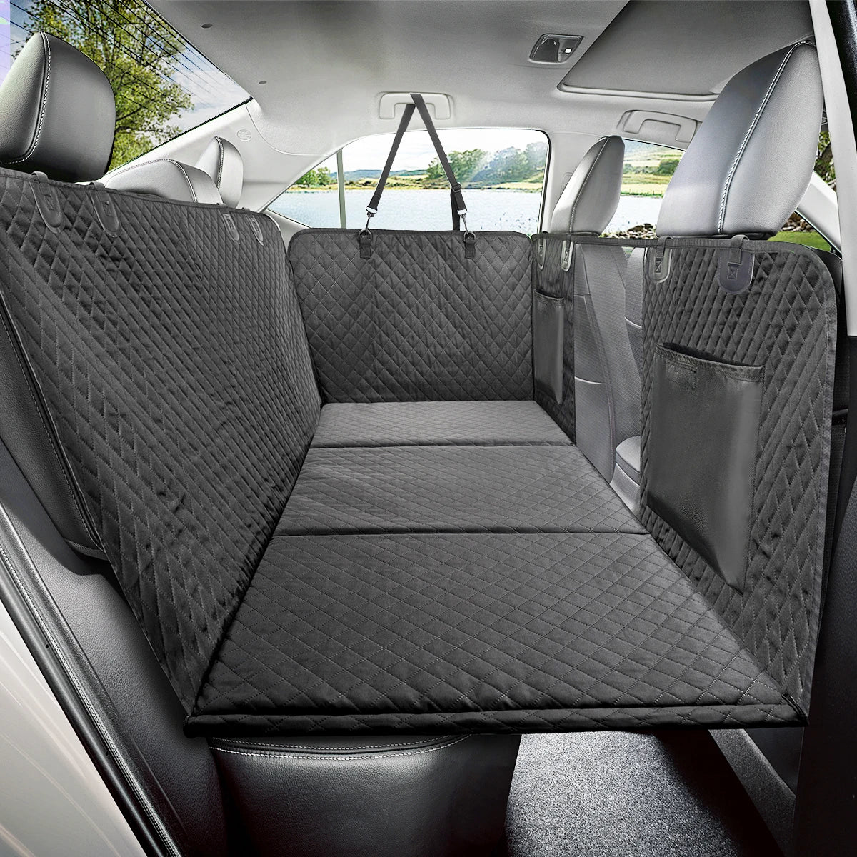 Dog Car Back Seat Extender & Hammock – Waterproof with Hard Bottom