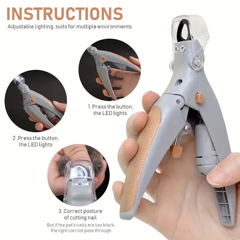 Pet Nail Clipper with LED Light & Grinder