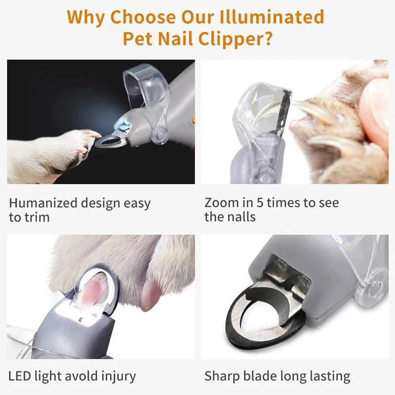 Professional Pet Nail Clipper with LED Light – Safe & Precise
