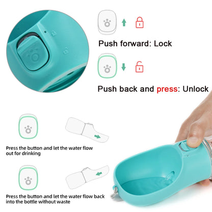 Portable Dog Water Bottle with Drinking Bowl – Leakproof for Walks & Hikes