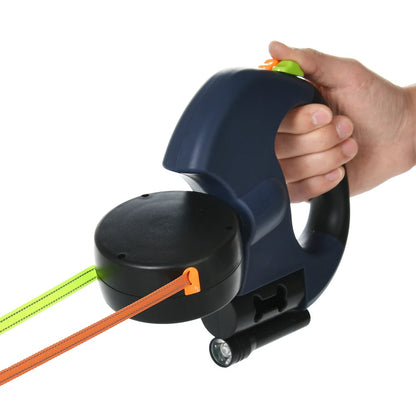 Retractable Dual Dog Leash with LED Light – Reflective & Tangle-Free