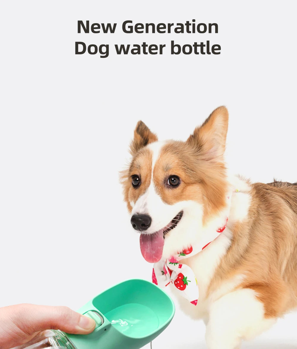 Portable Dog Water Bottle with Drinking Bowl – Leakproof
