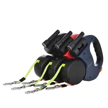 Retractable Dual Dog Leash with LED Light – Reflective & Tangle-Free