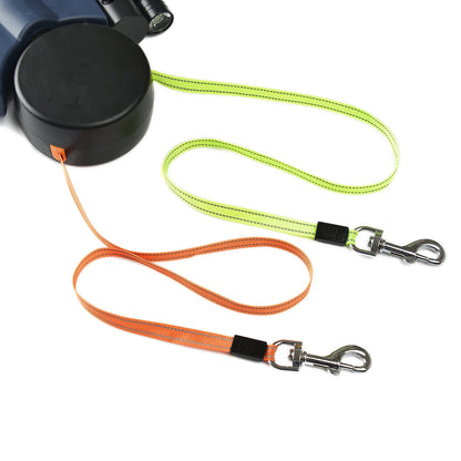 Retractable Dual Dog Leash with LED Light – Reflective & Tangle-Free