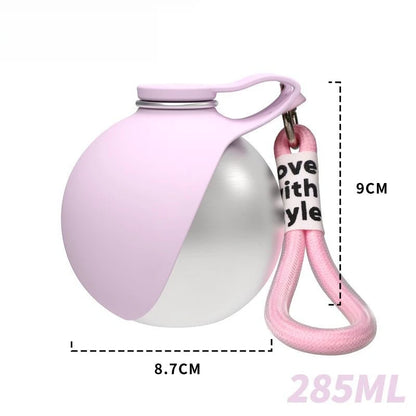 Stainless Steel Dog Water Bottle with Silicone Bowl – 285ml Leakproof